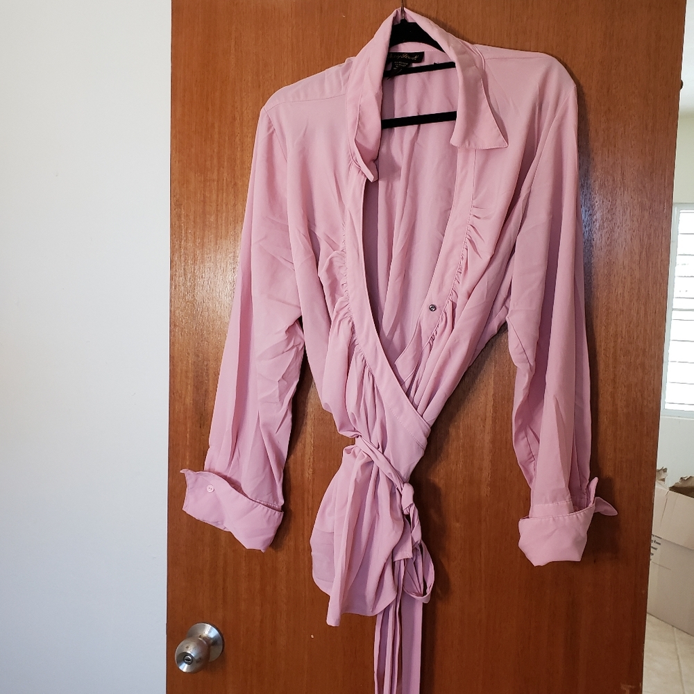 Pink wrap blouse